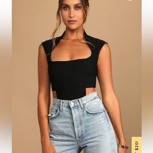 Lulus square neck sleeveless cutout bodysuit